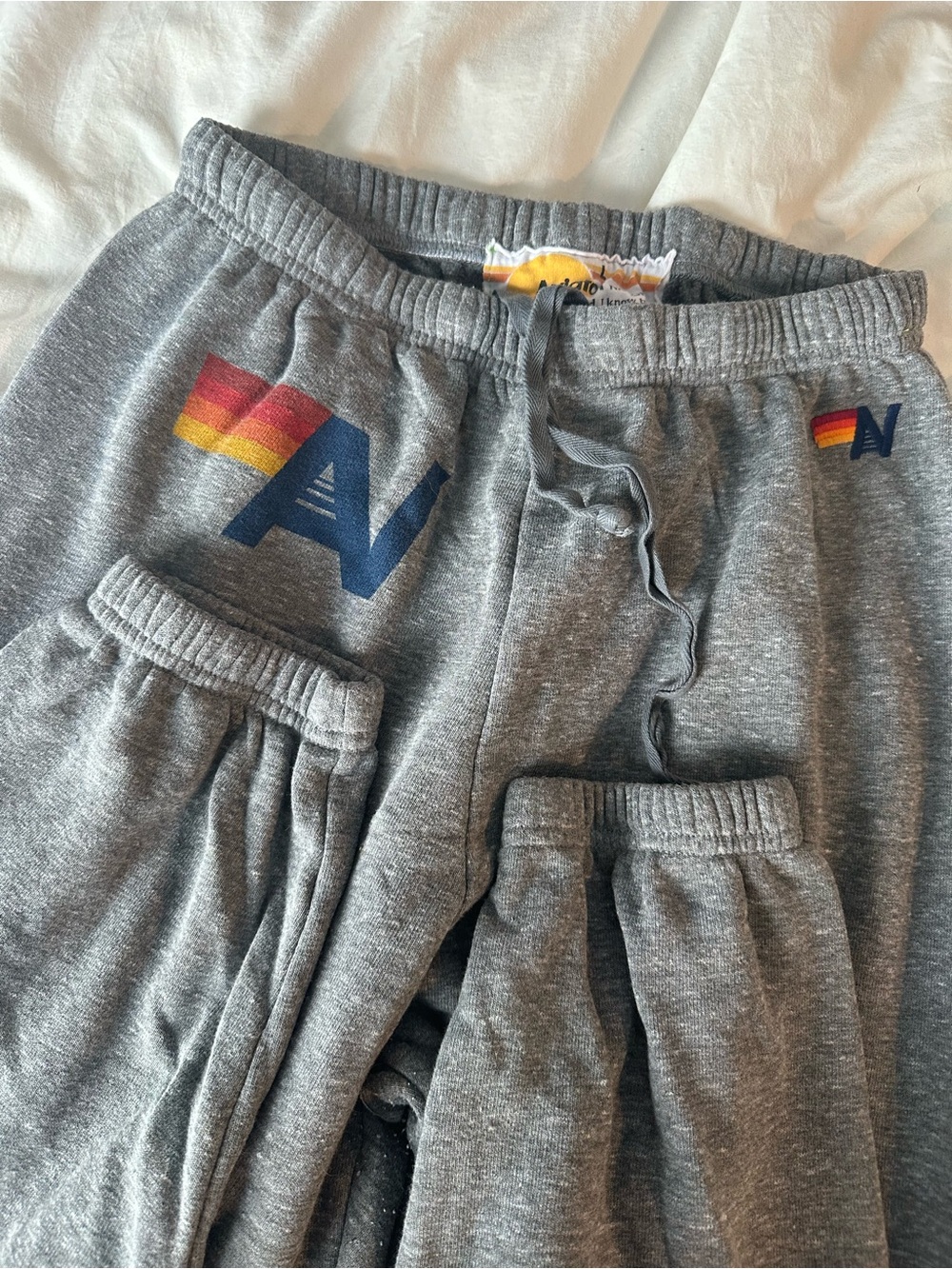 Aviator Nation Grey Sweatpants with Rainbow Stripe Logo
